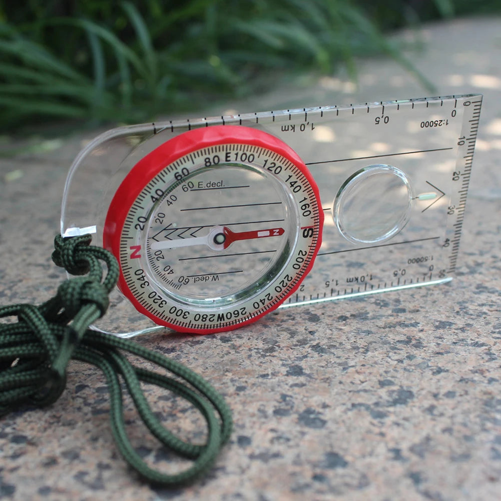 Luminous Waterproof Hiking Compass High Accuracy Baseplate with Neck Strap 4.2 in (107 mm)