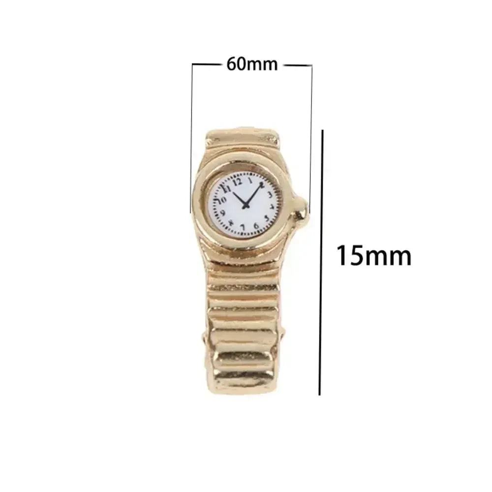 1:12 Scale Miniature Metal Wrist Watch for Dollhouse - 1.5 x 0.6 cm (0.59 x 0.24 in) Doll Accessory, Pretend Play