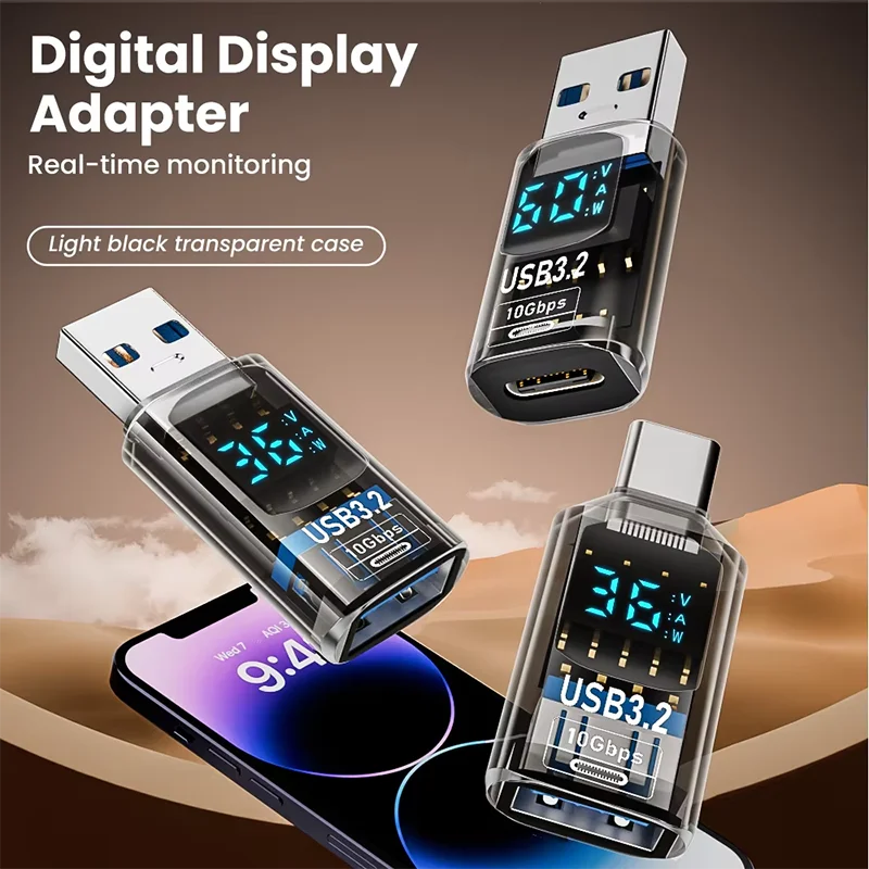 USB 3.2 USB-A to USB-C Adapter (10Gbps) — Fast Charging & High-Speed Data Transfer for PC Laptop