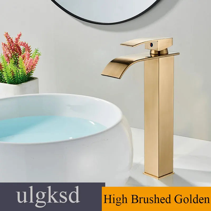 Waterfall Basin Faucet - Single Handle Deck-Mounted Mixer Tap for Bathroom Sink (Hot & Cold)