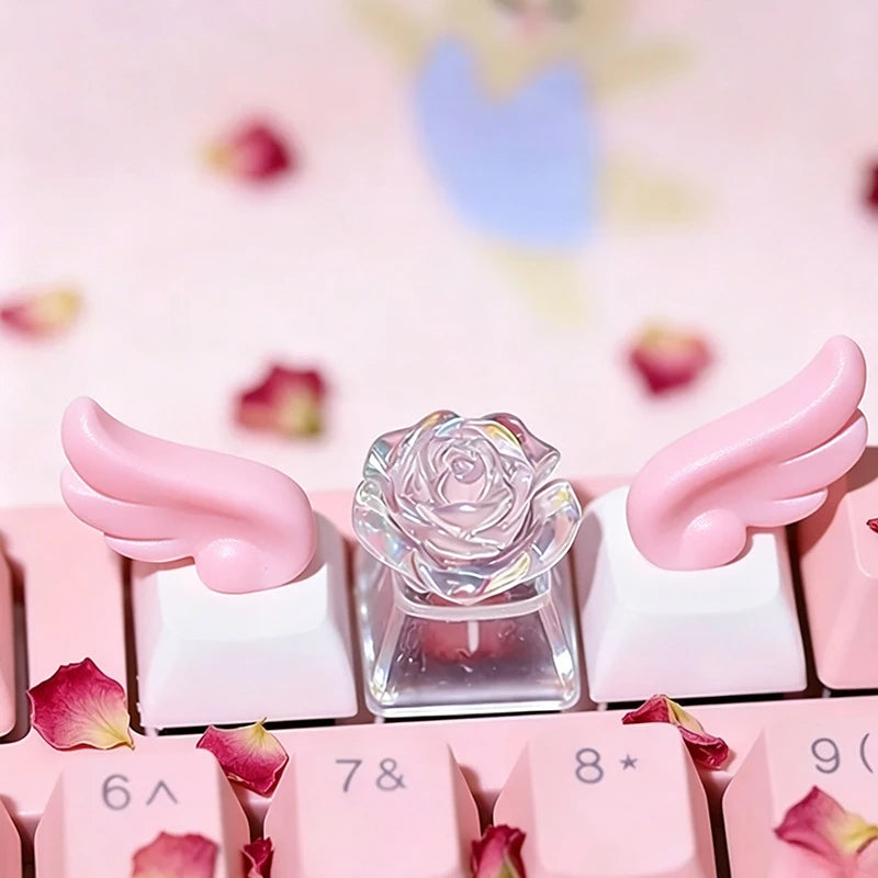 3-Pack Winged Artisan Keycaps for Mechanical Keyboard — 3D Kawaii Cartoon White