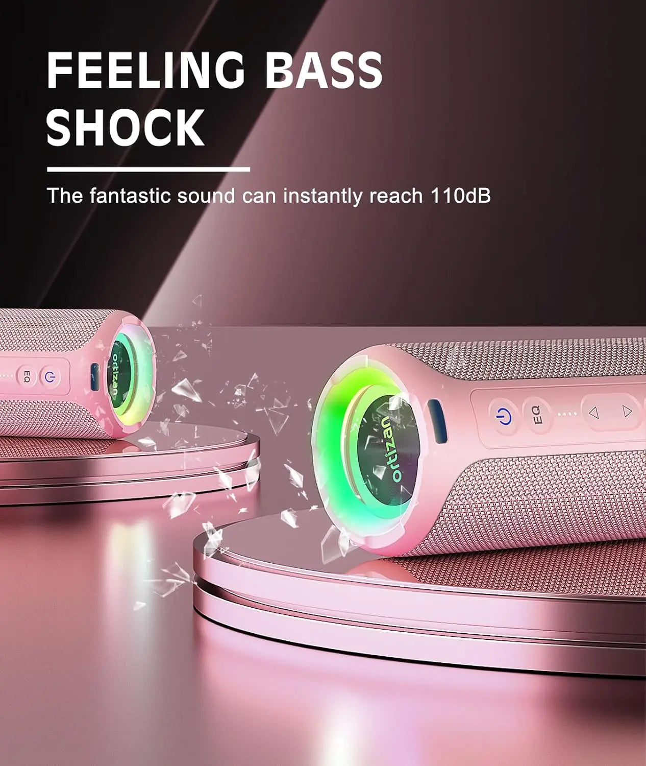 Waterproof 40W Portable Bluetooth Speaker with RGB LED Lights, 30-Hour Playtime, IPX7, TWS