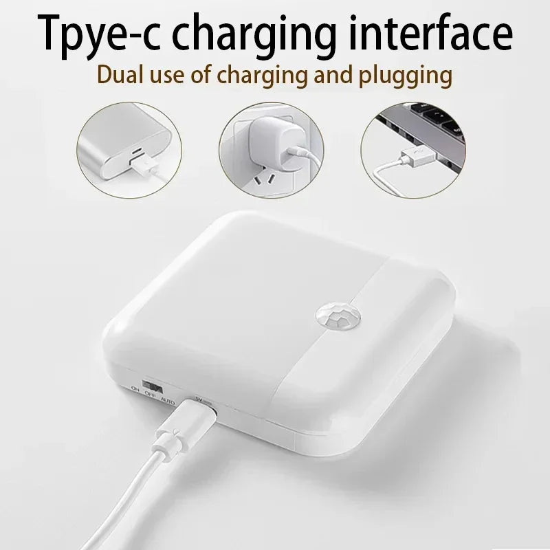 Rechargeable Motion Sensor Night Light Magnetic USB LED Wall Lamp for Bedroom, Hallway, Closet, Stairs & Bathroom
