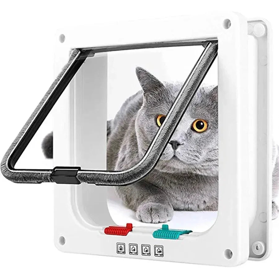 Weatherproof 4-Way Locking Cat Door Pet Flap – Up to 20 lb (9 kg) | For Interior Doors, Cabinets & Garage (4 Sizes)