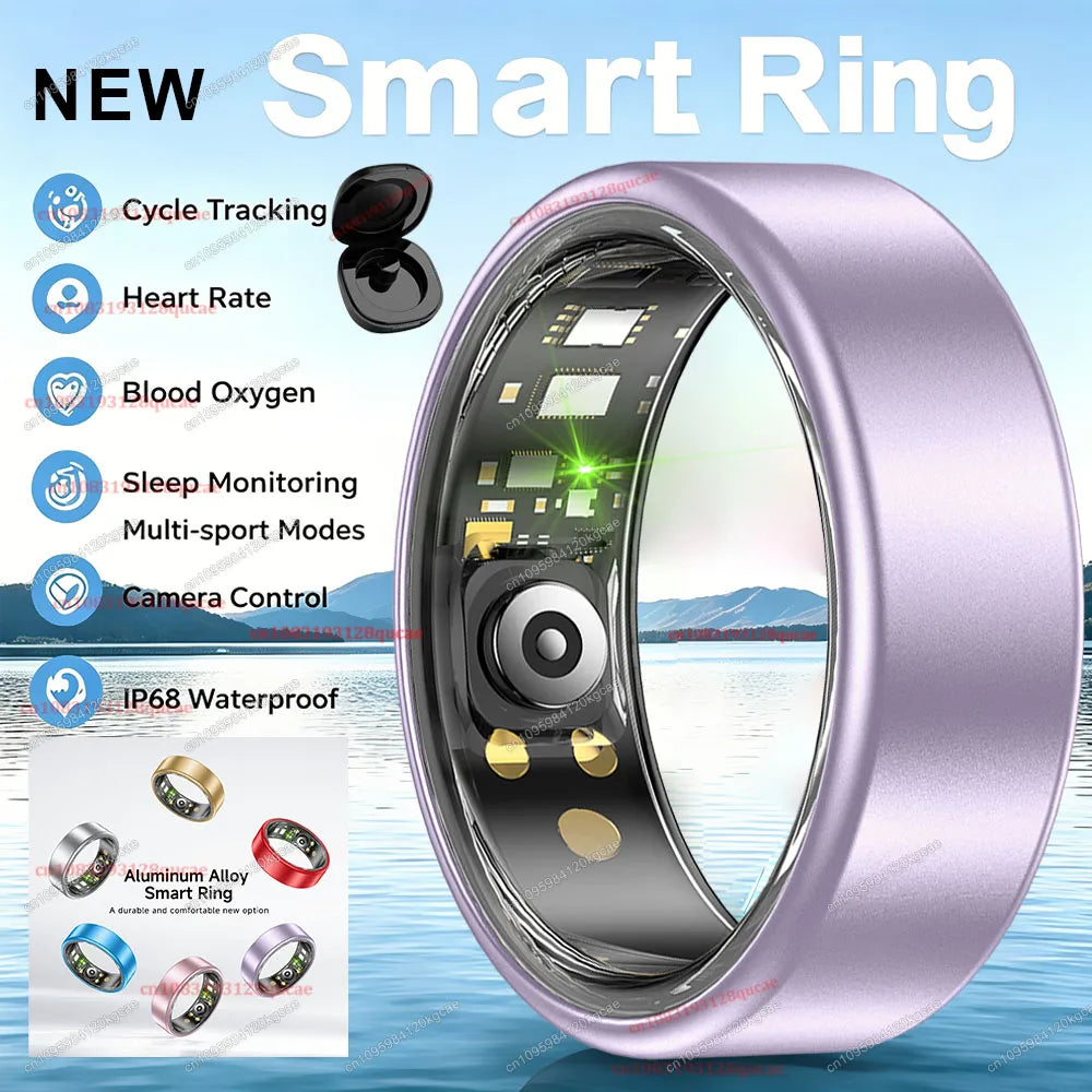 Smart Ring with Charging Case – Unisex Health Tracker, Heart Rate & SpO2 Monitor, Sleep Tracking, IP68 Waterproof, Multi-Sport Modes, Multiple Sizes