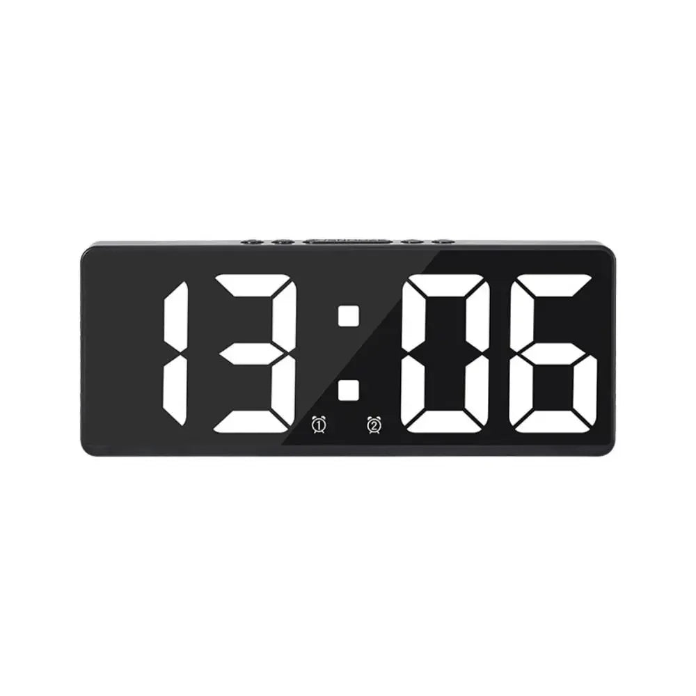 LED Digital Alarm Clock with Large Numbers, Color Nightlight, Temperature & Calendar, Voice-Activated, USB-Powered