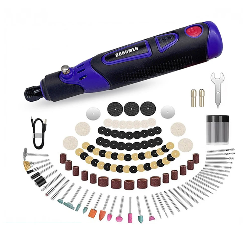 Mini Cordless Rotary Tool 3-Speed USB Type-C Grinder & Engraving Pen Set – Portable Electric DIY Drill with Accessories