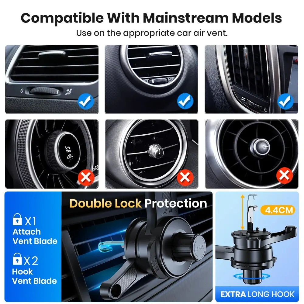 MagSafe Magnetic Car Mount Air Vent Phone Holder – Universal Magnetic Car Cradle for Smartphones