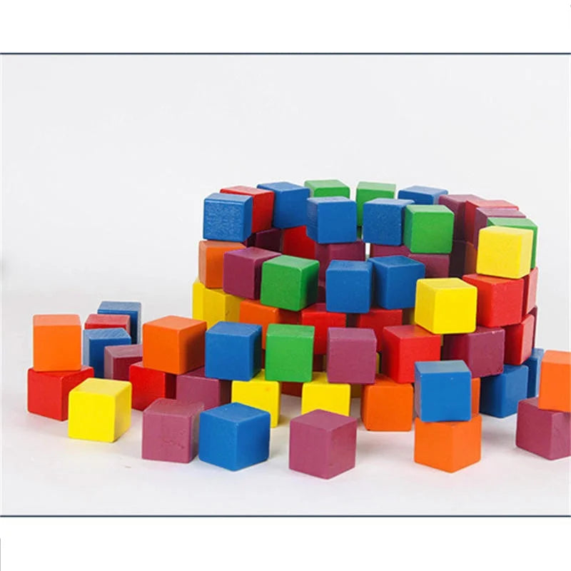 Colorful Beech Wood Stacking Cubes - 25/50-Piece Rainbow Math & Logic Building Blocks for Kids Ages 3+
