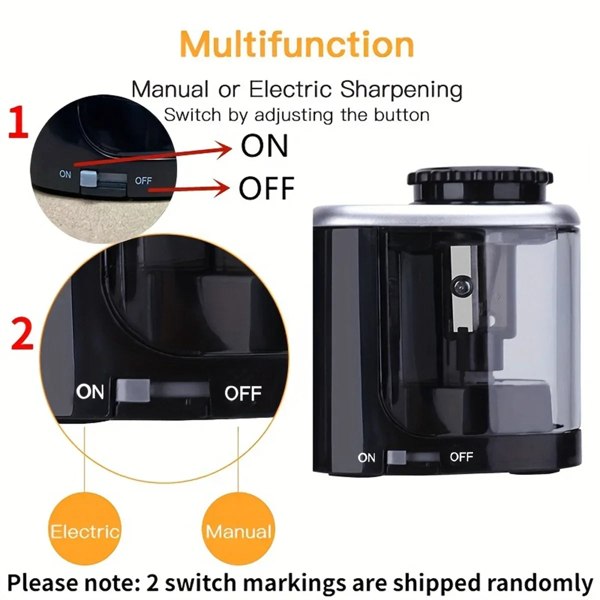 Automatic Electric Pencil Sharpener (6–8mm / 0.24–0.31 in) Desktop for Students, School & Office