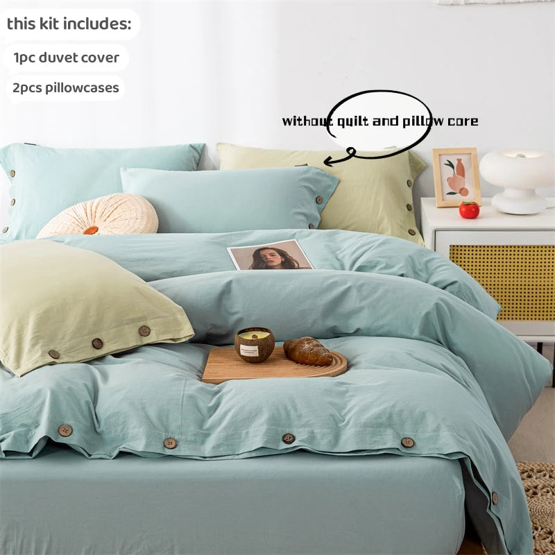 3-Piece 100% Cotton 400TC Twill Duvet Cover Set with 2 Pillowcases – Solid 220×240 cm (86.6×94.5 in)