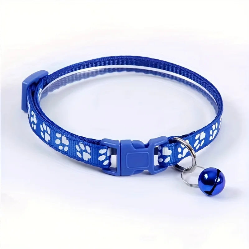 Adjustable Cat Collar with Bell – Colorful Pattern Kitten Necklace & DIY Ring Pet Accessory