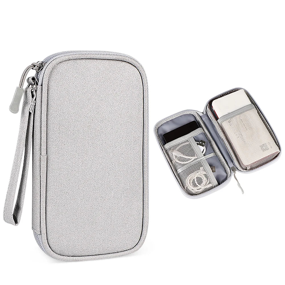 Portable Waterproof Cable Storage Bag - Travel Organizer Pouch for Power Bank, Earphones & Cables