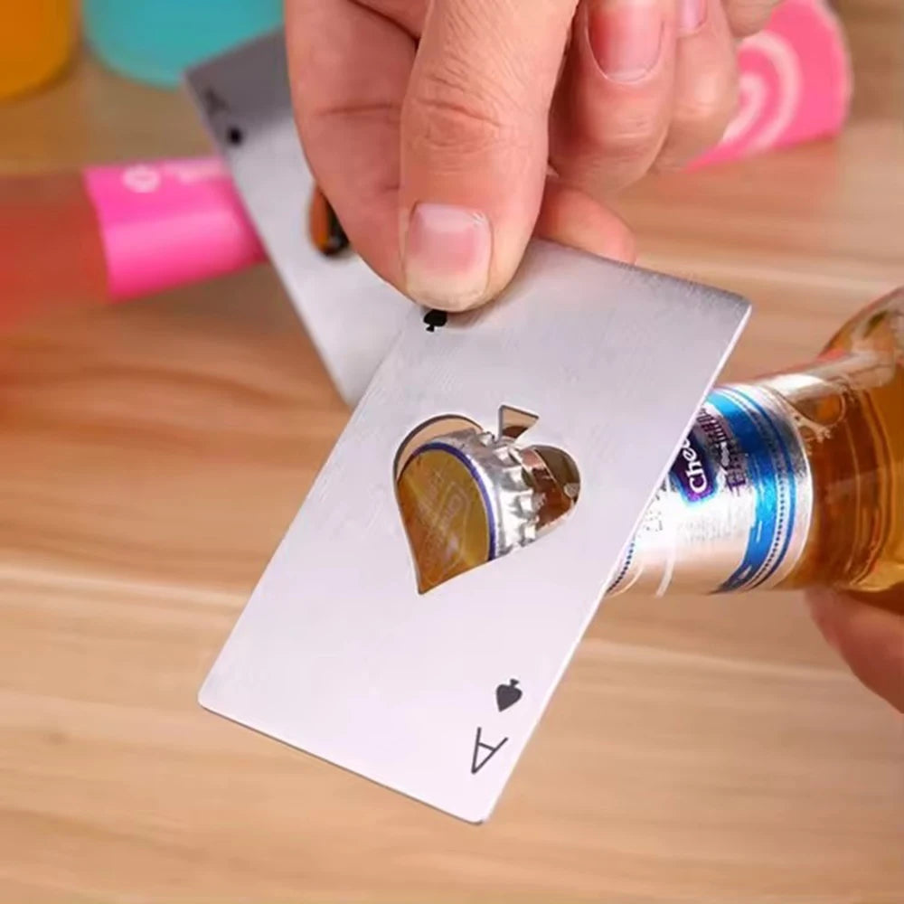 Stainless Steel Playing Card Bottle Opener (Spade Design) – Slim Credit Card Beer & Wine Opener