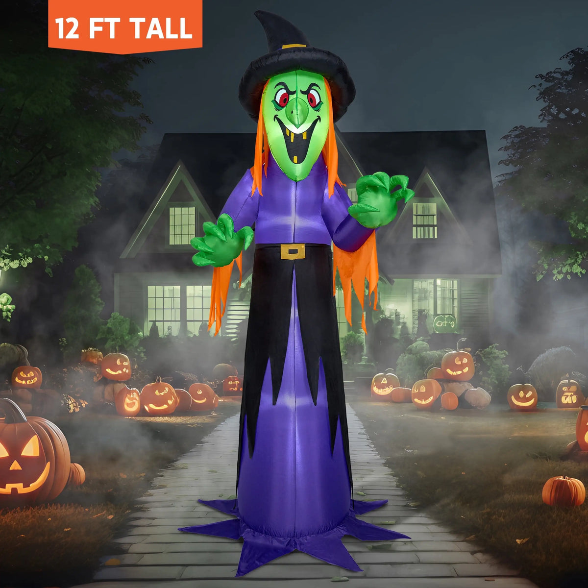 12 ft (3.66 m) Giant Grim Reaper Inflatable with Built-In LEDs and Scythe for Halloween Yard Outdoor Decoration