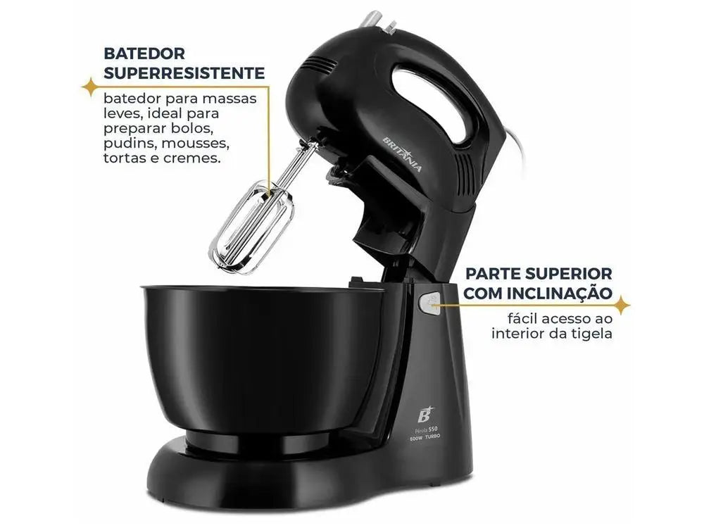 500W Mixer 4.3L (4.5 qt) 4 Speeds + Turbo – Black, 110V