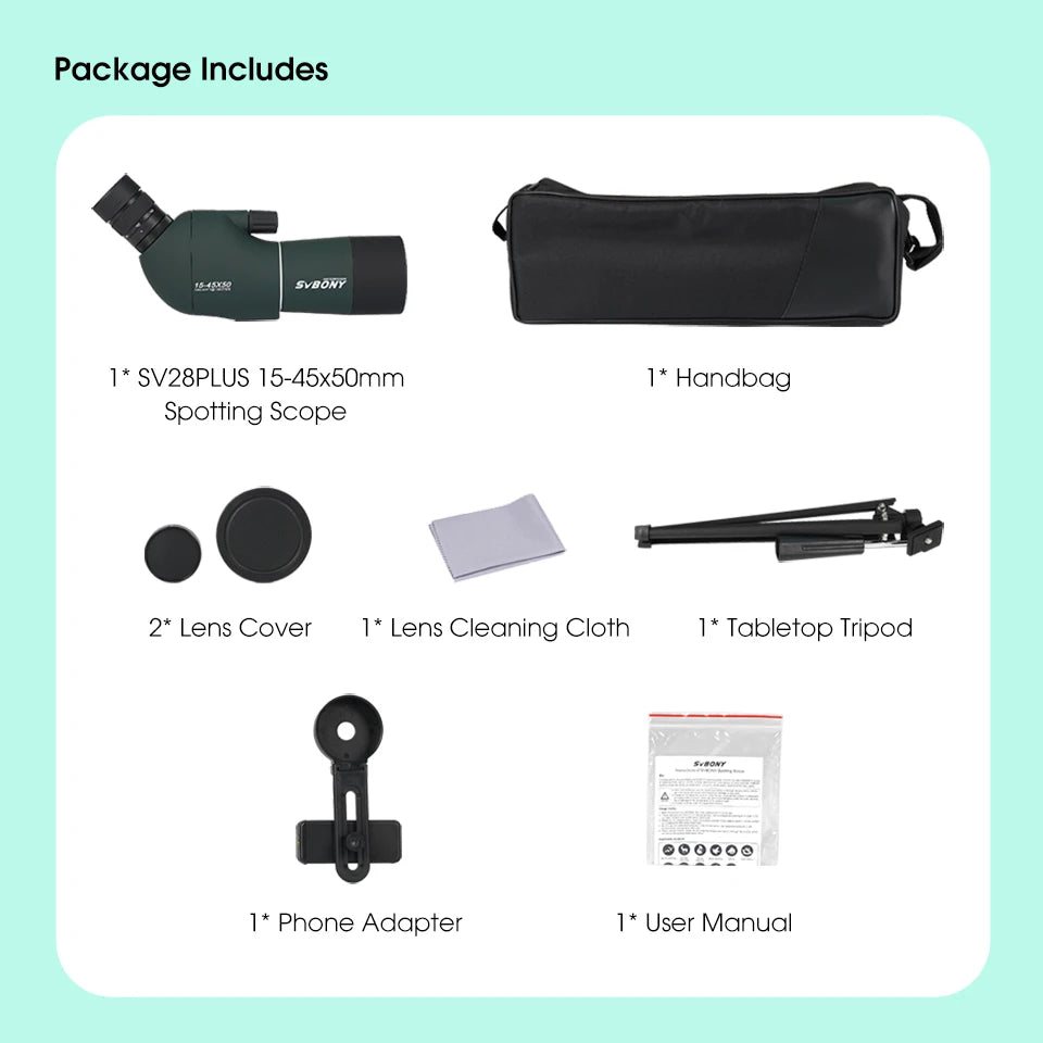 25-75x Spotting Scope — 50/60/70mm Objective Porro Prism Monocular with Phone Adapter & Mini Tripod for Bird Watching, Hunting, Archery, Camping