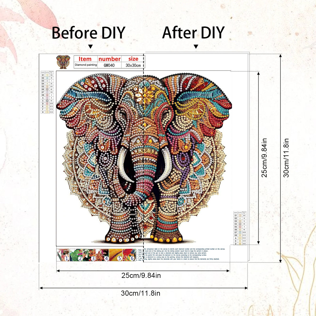 5D DIY Diamond Painting Kit Elephant Pattern view 2