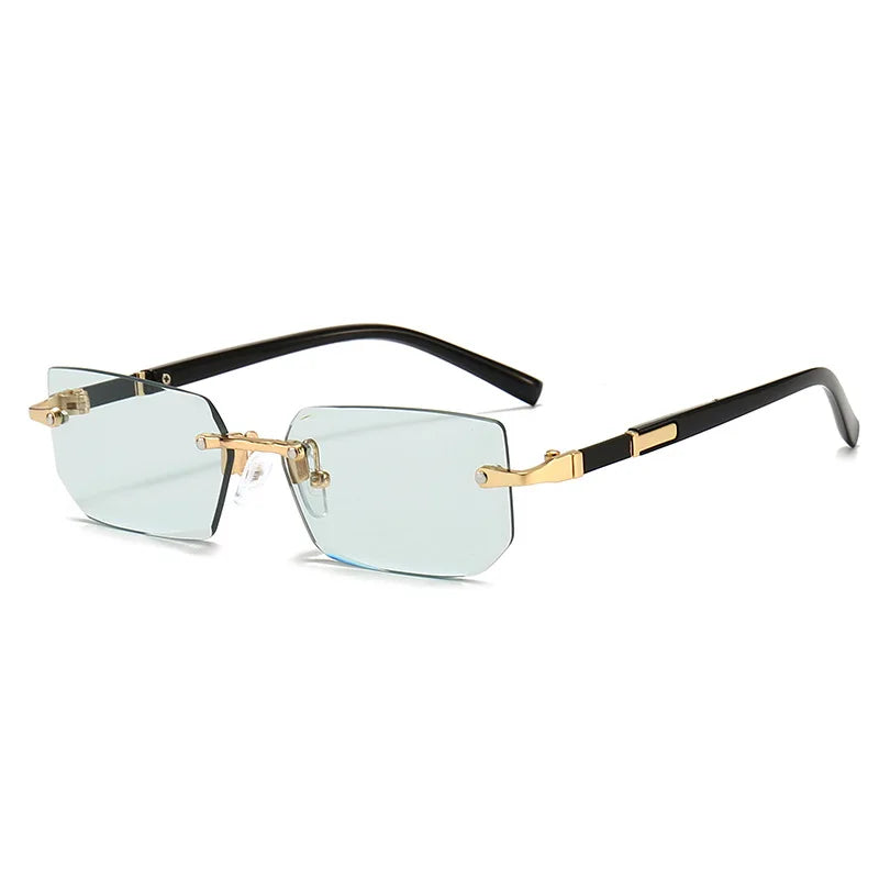 Rimless Rectangle Sunglasses for Women Small Frame Fashion Summer Travel Shades