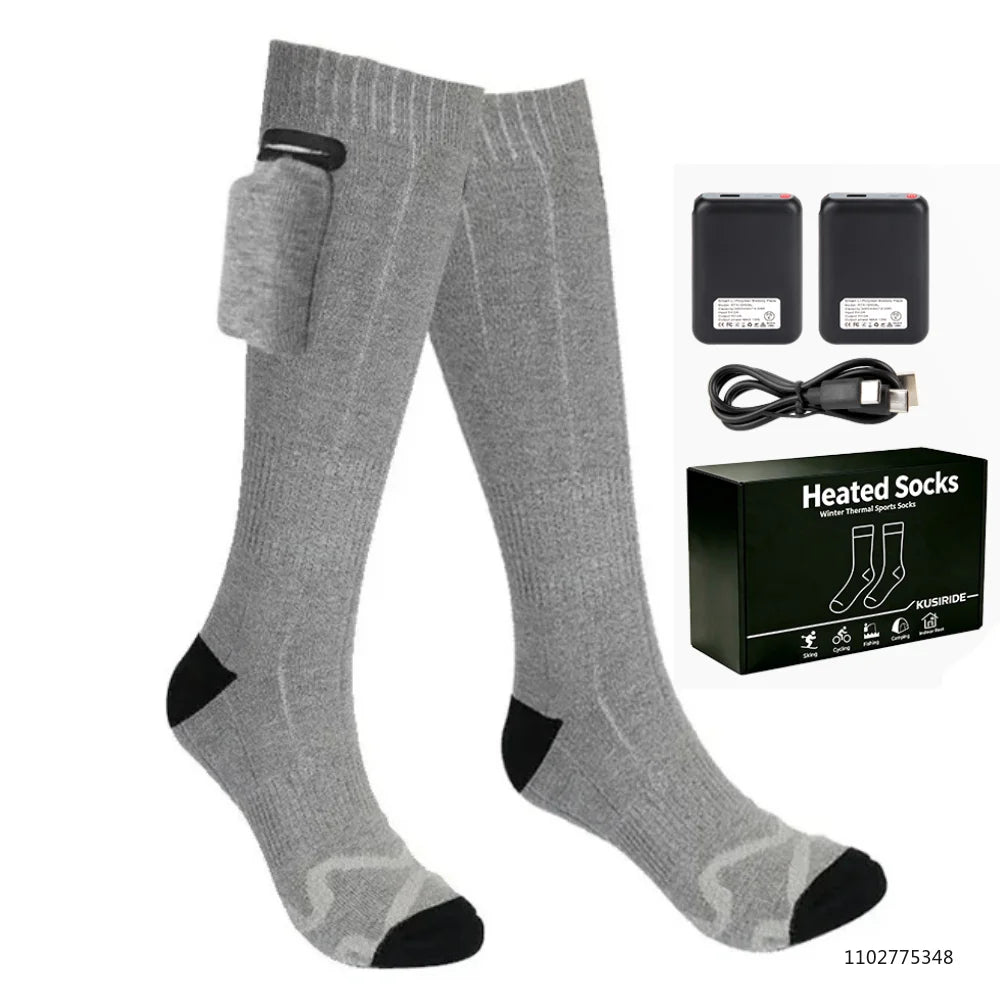 Rechargeable Heated Socks 6000mAh Electric Thermal Ski & Snowboard Foot Warmers for Winter Outdoor Sports