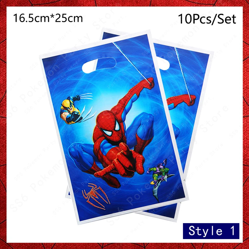 Spiderman Kids Birthday Party Supplies - Disposable Tableware Set with Plates, Cups, Napkins & Favor Bags