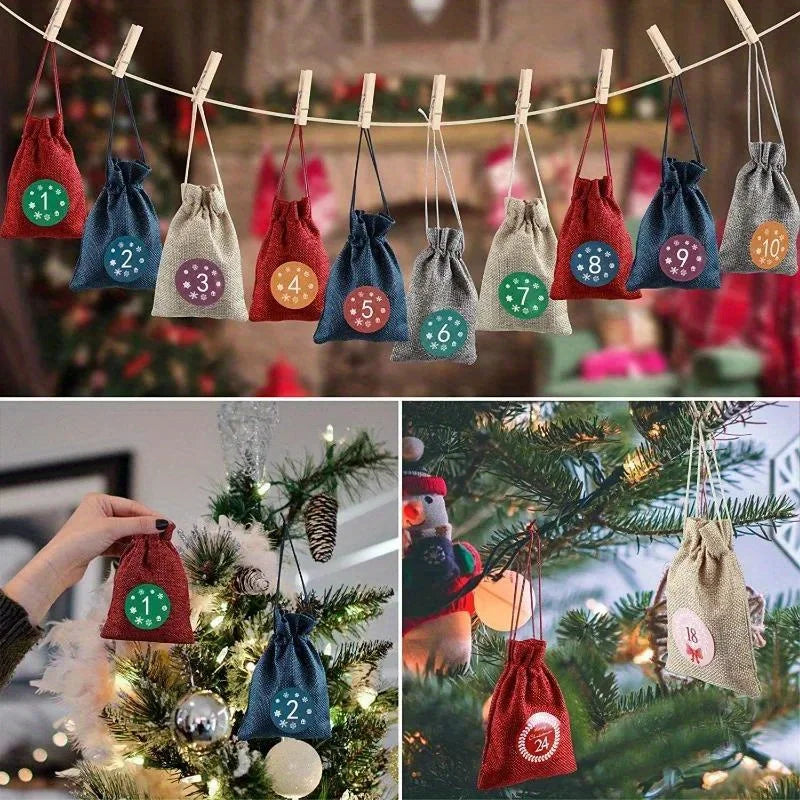 Advent Calendar Number Stickers 1-24 - Paper Seal Labels for Christmas DIY Gifts, Baking, Envelopes & Party Favors