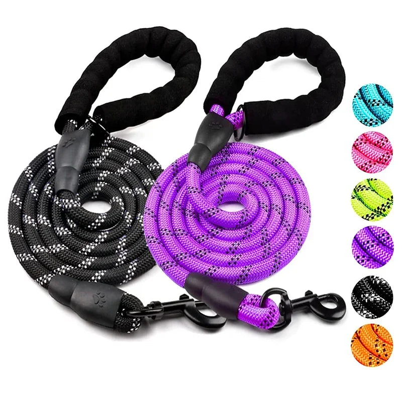 Reflective Heavy-Duty Dog Leash – Nylon Anti-Pull Leash for Small, Medium & Large Dogs