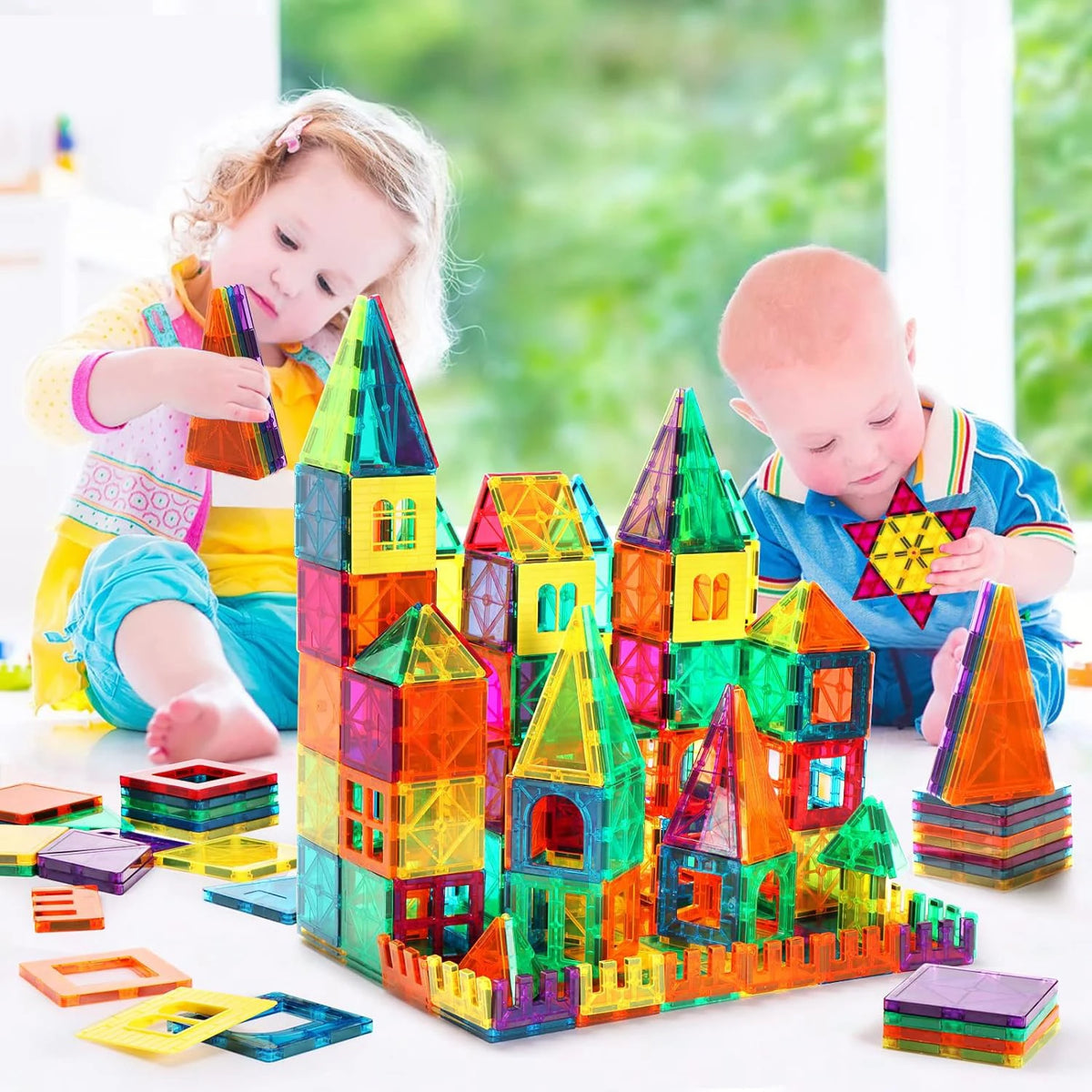 130-Piece 3D Colorful Transparent Magnetic Building Blocks – STEM Educational Toy for Kids