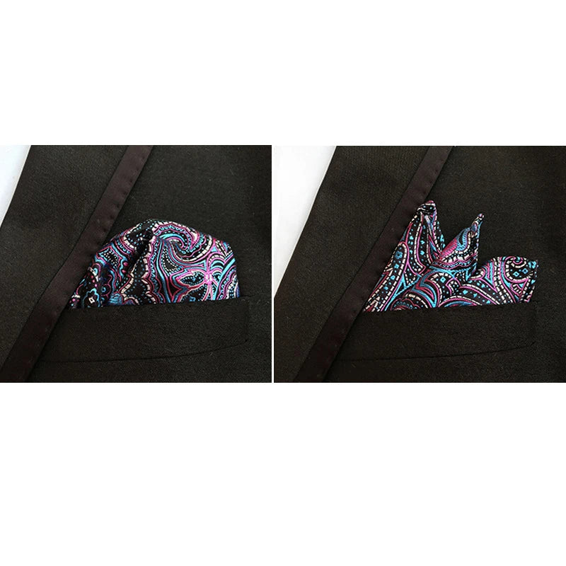 41 Colors 25 x 25 cm (9.8 x 9.8 in) Men's Pocket Square Handkerchief - Paisley, Dot & Stripe Wedding Hanky