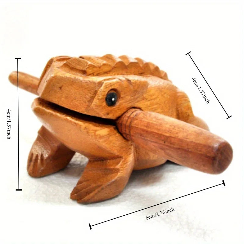 Hand-Carved Wooden Frog Ornament – Croaking Solid Wood Home Decor & Souvenir