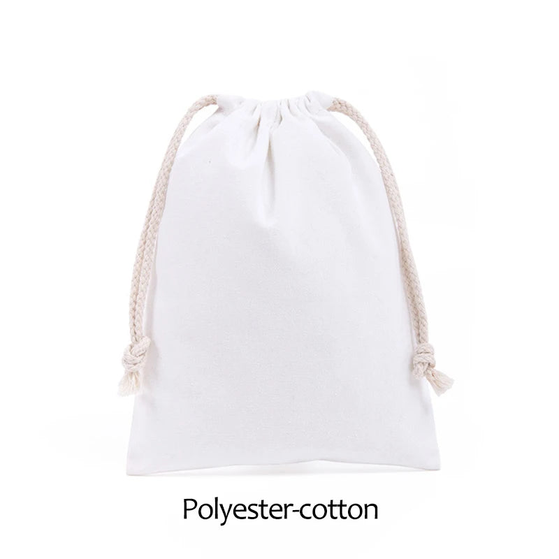 Cotton Drawstring Canvas Bags - White Reusable Gift & Storage Pouches for Candy, Jewelry, Travel and Home Organization