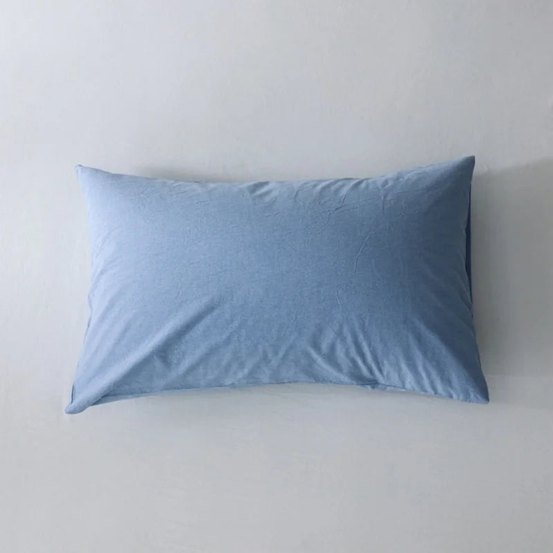 Washed Cotton Striped Pillowcase - 100% Cotton Envelope Pillow Cover, Breathable, 48 x 74 cm (19 x 29 in) - Single