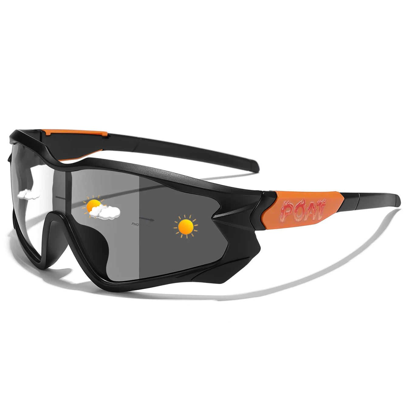 Unisex Photochromic Road Bike Sunglasses - Polycarbonate Lenses, 142 mm (5.6 in) W x 58 mm (2.3 in) H