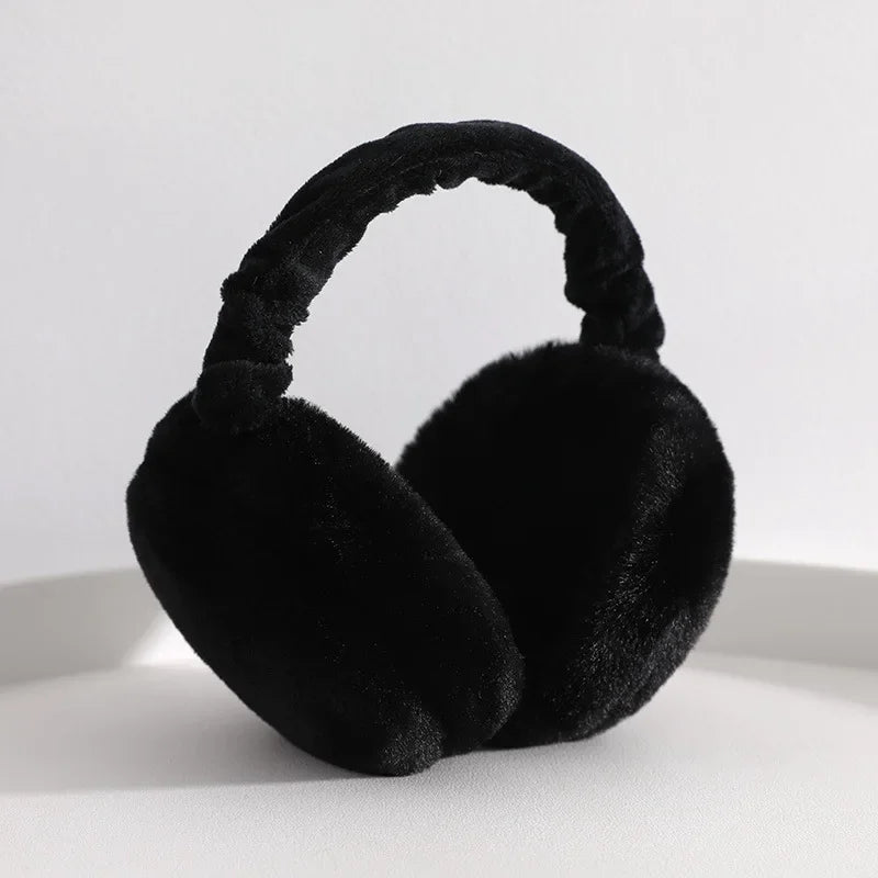 Plush Faux Fur Earmuffs Unisex Winter Ear Warmers for Outdoor Cold Protection - Solid Color (7.09 x 7.48 in / 18 x 19 cm)