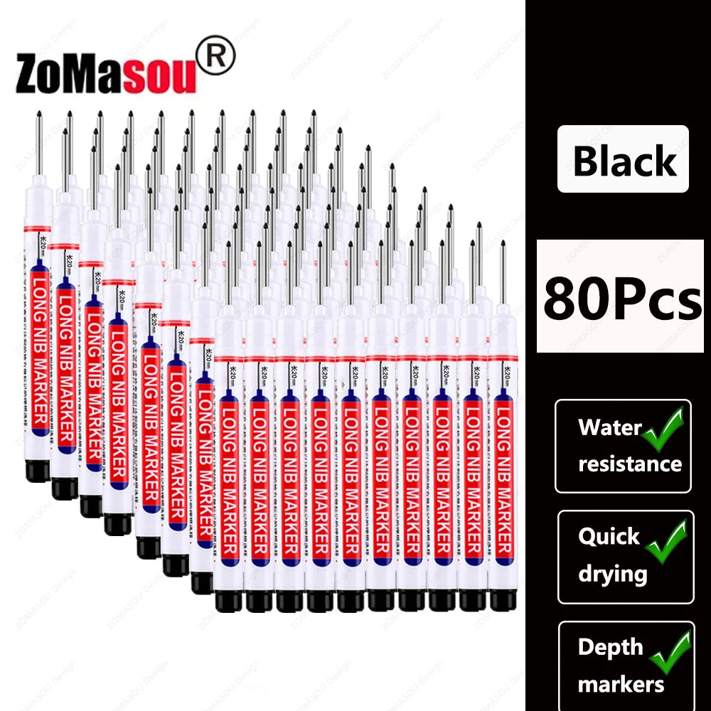 20mm Long-Head Deep Hole Marker Pens - Waterproof Fast-Dry Oil Markers for Wood, Metal & Glass (Red/Black/Blue/Green)
