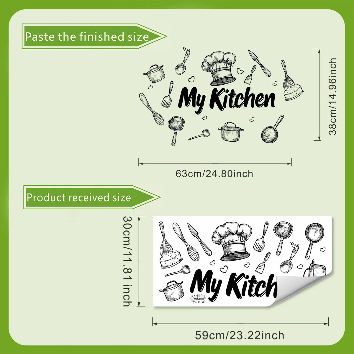 1-Piece Kitchen Utensils Self-Adhesive PVC Wall Sticker Waterproof Kitchen & Dining Room Decor