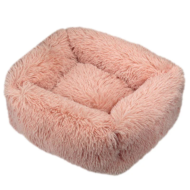 Luxury Plush Square Dog Bed Calming Washable Pet Mat for Small Medium Large Dogs (XS S M L)