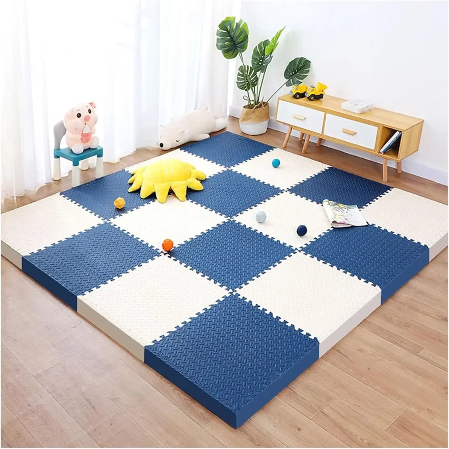 8-Piece 12 x 12 in (30 x 30 cm) 2.5 cm Thick Non-Slip Foam Baby Play Mat — Puzzle Floor Tiles for Crawling, Soundproof & Eco-Friendly