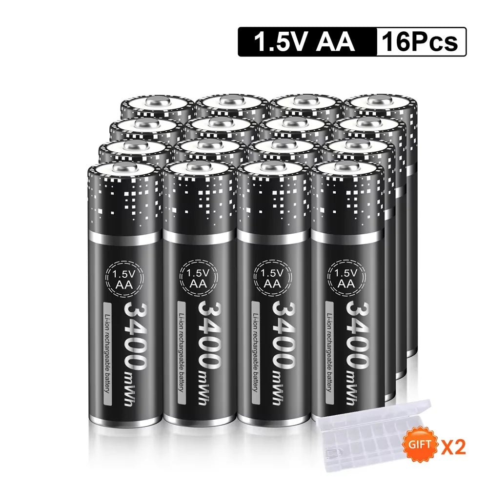 1.5V AA Rechargeable Li-ion Battery 3400mWh AA R6 Rechargeable Batteries (4-20 Pack) for Remote Control Toys