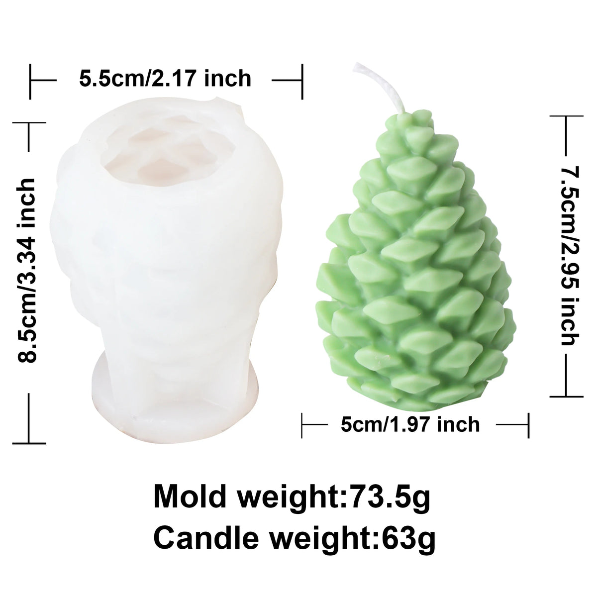 DIY Pinecone & Acorn Silicone Mold - Reusable Candle, Soap, Resin & Cake Baking Mold for Home Decor Crafts