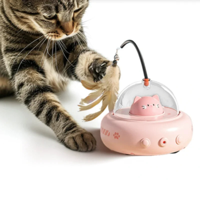 Smart Interactive Cat Toy - USB Rechargeable Rotating Feather Automatic Play for Indoor Kittens & Cats