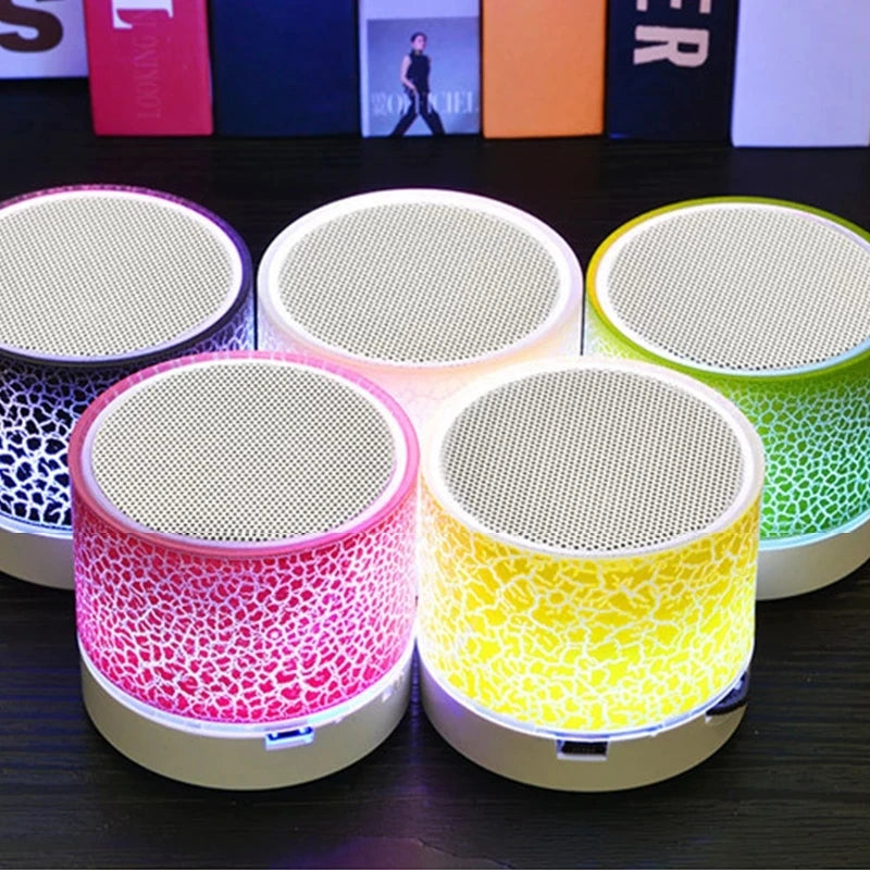 Wireless Bluetooth Speaker with Crack LED Light, USB & SD Card, Built-in Subwoofer — Portable Outdoor Music Player for Smartphone & Computer