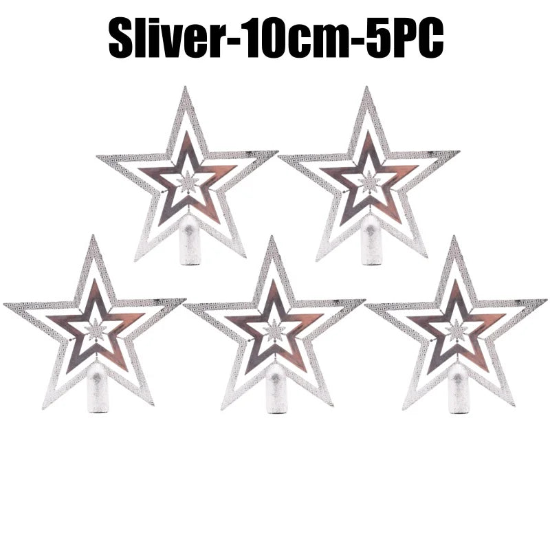 Star Christmas Tree Topper Gold & Red Shimmer 4 in / 8 in (10 / 20 cm) Holiday Tree Decoration