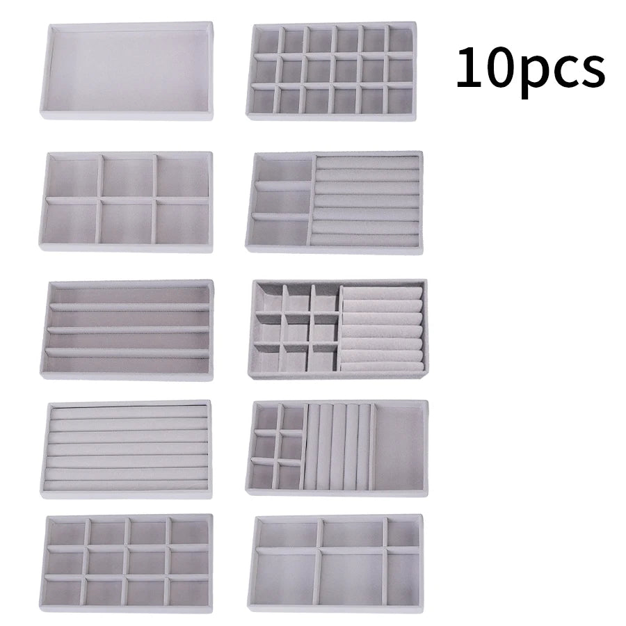 Flocking Velvet Jewelry Tray - Jewelry Organizer Insert 21.3 x 12.5 x 2.5 cm (8.4 x 4.9 x 1 in)