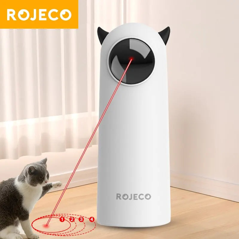 Interactive Automatic LED Laser Cat Toy – Handheld Spinning Battery-Powered Pet Teaser for Indoor Cats