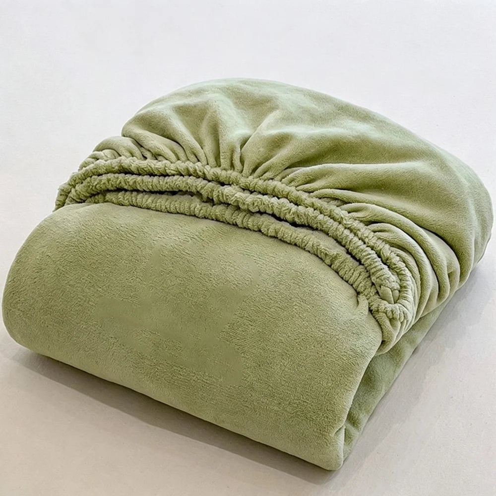 Warm Velvet Fitted Mattress Protector – Coral Fleece Plush Elastic Fitted Sheet, Sizes 90/120/150/180/200 cm (35–78 in)