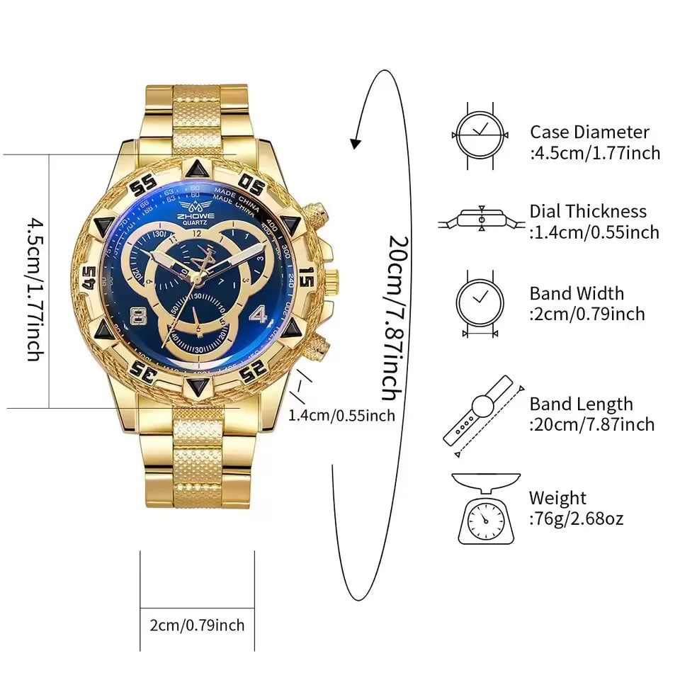 Women's Tungsten Steel Quartz Chronograph Watch with Needle Dial and Auto Date