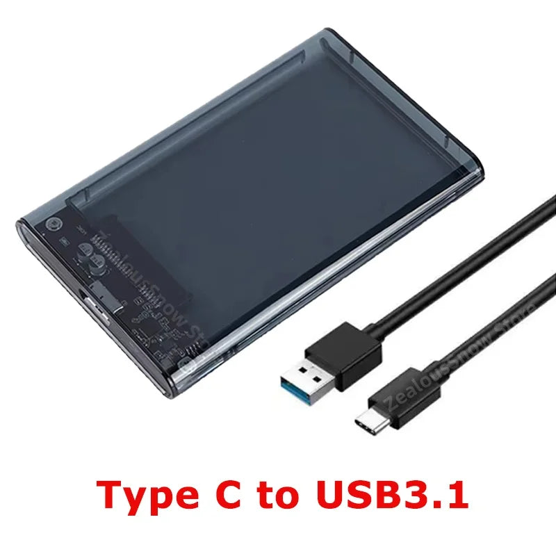 USB 3.0 2.5-Inch (63.5 mm) Transparent HDD/SSD Enclosure — SATA to USB 5Gbps, Tool-Free
