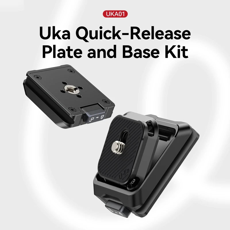 Quick Release Plate and Base Kit for Camera Tripods — 20 kg (44 lb) Load, Compatible with Standard Quick-Release Plates