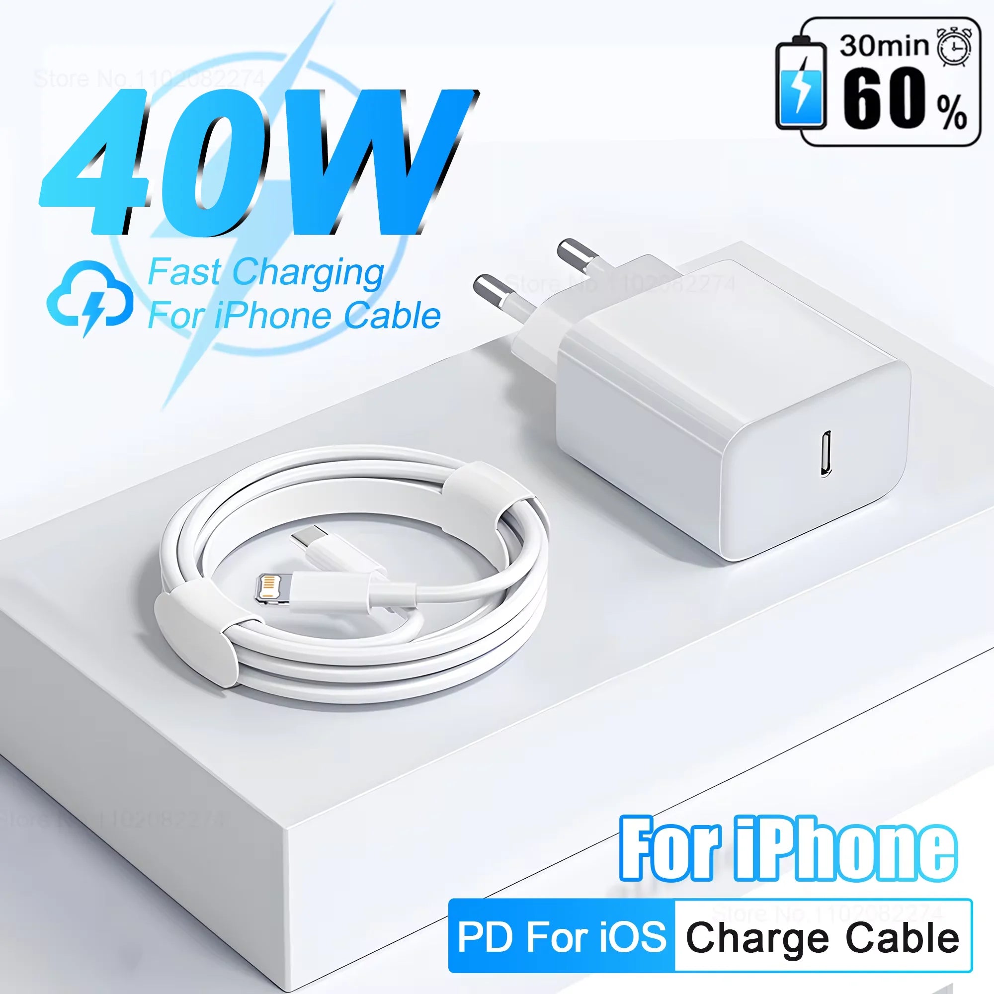 40W USB-C PD Fast Charger for iPhone - Single USB-C Port Rapid Charging